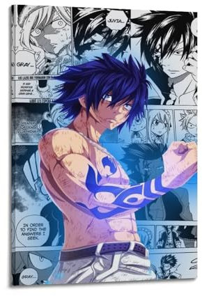 ZIWEYURB Anime-Poster, Motiv: Feenschwanz, dekoratives Gemälde, Leinwand, Wandposter und Kunstdruck, moderne Familienschlafzimmer-Dekoration, Poster, 40 x 60 cm