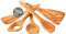 TOPANBIETER 999 Lot de 5 cuillères de cuisine de qualité supérieure + 2 spatules en bois d'olivier durable, durables et antibactériens H 30/32 cm