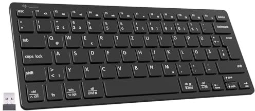 GeneralKeys Mini-Keyboard USB: Multi-Device-Akku-Funktastatur mit Bluetooth, Scissor-Tasten, QWERTZ (Tastatur Tablet, Bluetooth, Mini-Keyboard)