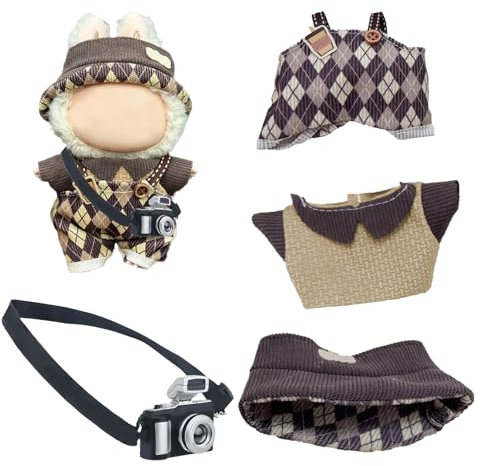 4 Stück Kleidung Für Puppe, Puppe Outfit, Puppe Clothing, (1 Hut + Oberteil + Hose + Kamera), Für Jungen Und Mädchen,, Zuhause, Schule Und Partys