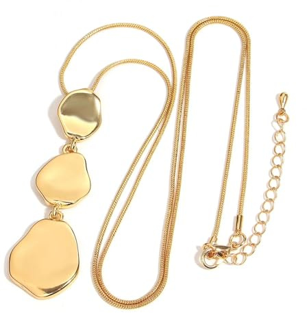 FUSHENGTER Halskette Damen Anhänger Pulloverkette Frauen Einzigartige Unregelmäßige Geometrische Damen Vintage Lange Pullover Kette Halsketten Gold