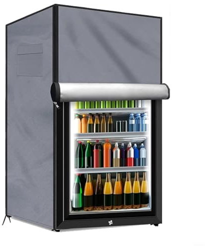 Tidevib Outdoor Refrigerator Cover Waterproof Mini Upright Freezer Protector With Side Zippers Storage Bags For 3.0 Cubic Compact Appliance(grey S)