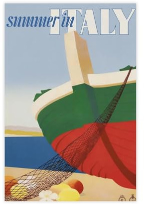 Poster Summer In Italy, Vintage-Reise-Poster, Leinwand-Poster, Wandkunstdruck, Bild, Gemälde, 20 x 30 cm