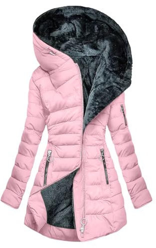 YBEBEWE Womens Winter Coats Quilted Down Longline Puffer Parka Coat Fleece Lined Waterproof Jacket with Fur Hood Autumn Winter Plus Size Trench Coat Warm Outwear