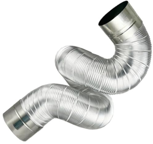 PAMINGONO Flexibles Metall Ofenrohr 1,5m Ø10cm Aluminiumfolie Hausabzug Schornsteinzug Heizofen Kamin Rohr