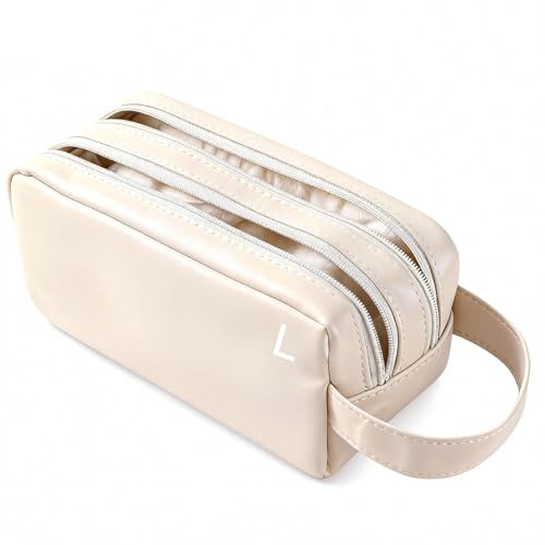 Daily Contact Lens Organizer Case,Contact Lens Storage Case,100 Lenses | Beige, Portable Contact Lens Storage Case, Double Sided with Clearly Labeled R & L