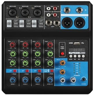 Mischpult, HD A4 A5 Soundkarte Mischpult Mixer Professionelle Audio 4 5 Kanal Sound For Live-Streaming DJ Ausrüstung(A5)