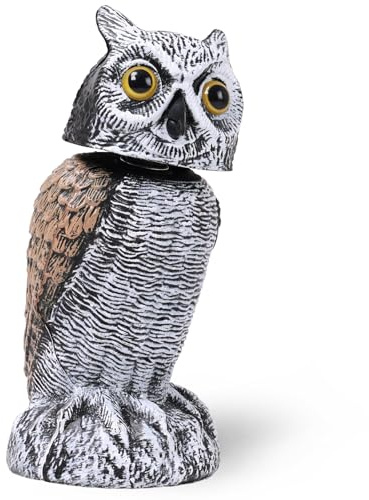 OFFO Effaroucheur Oiseaux, Anti Pigeon, Hibou Effaroucheur, Tourne la Tête avec Le Vent, Pivote à 360°, Anti Pigeons pour Balcon, Jardin et Verger, Oreilles Pointues, Hibou Moyen