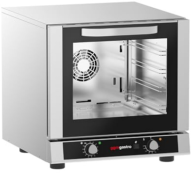 GGM Gastro Heißluftofen Kompakt mit 4 Blechen 429x345 mm | robuste Edelstahlbauweise, manuelle Befeuchtungsfunktion, platzsparend stapelbar, einfache Reinigung, ideal für Dauereinsatz