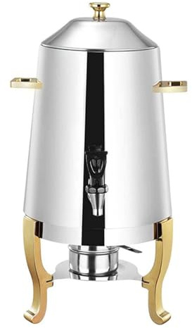 HPTHLY Stainless Steel Coffee Urn With Faucet - Commercial Coffee Chafer Urn For Coffee, Mulled Wine, Juice, And Tea - Chrome Accents (Gold)