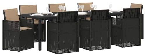 vidaXL Garten Essgruppe mit Kissen 9 pcs Anthrazit und Taupe PP, Moderne, wetterfeste, UV-beständige, stylische Gartenmöbel, Essgruppe für die Terrasse, langlebige Sitze
