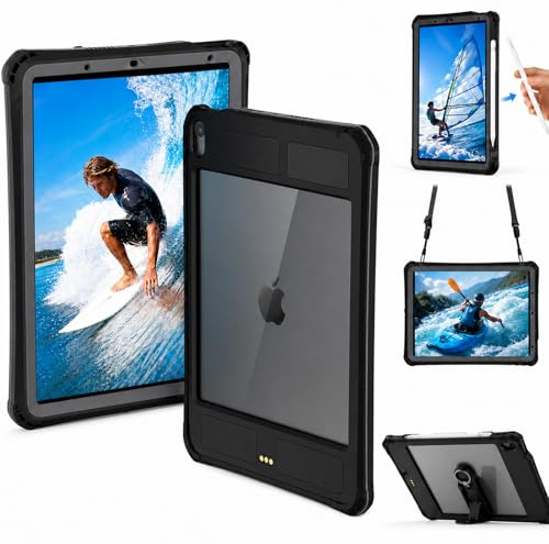 Coque Étanche pour iPad Air 11 Pouces M4/M3/M2 2026/2025/2024, iPad Air 5e/4e Génération 10,9 Pouces 2022/2020, IP68 Antichoc Anti-Poussière avec Protection Écran, Support et Lanière