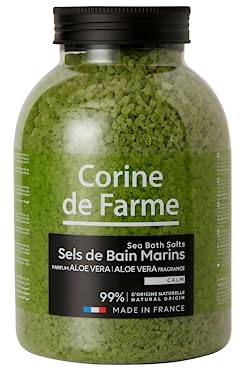 Corine de Farme - Sels de Bain Calm Aloe Vera - Sels Marins Aromatisés à l'Aloe Vera - Dissolution Rapide, Vertus Apaisantes et Hydratantes - Pour Salle de Bain ou Spa - Grand Bocal 1.3kg