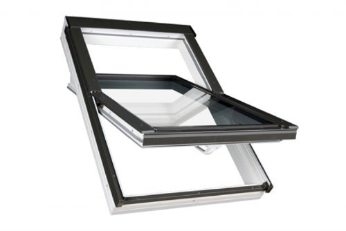 66 x 118 - FAKRO Dachfenster Kunststofffenster PTP - Schwingfenster PTP U3 mit EDR für Dachziegel