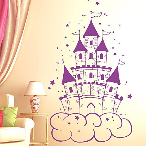 Wandtattoo Loft „Märchenschloss mit Sternen“ - Wandtattoo / 49 Farben / 4 Größen/Lavendel / 35 x 59 cm