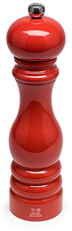 PEUGEOT Paris Manuelle Pfeffermühle, Klassische Mahlgradeinstellung, Höhe: 22 cm, Holz, Rot, 31046