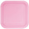 Unique Party- Piatti Quadrati di Carta, Rosa Confetto, 22.2 cm, 30881