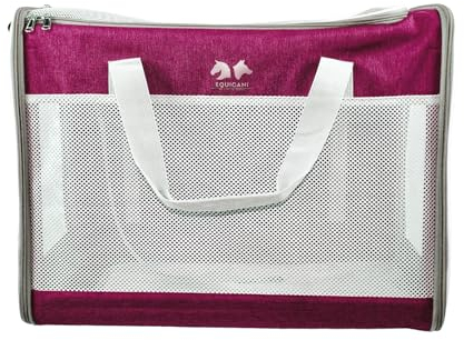 EQUICANI® Hundetasche 55x40x23 cm Flugzeug Faltbare leichte Tragetasche mit Netzstoff, Tragegurt und abnehmbaren Boden für Hund & Katze | Haustier Hundetragetasche für Reisen, Auto, Fliegen (Pink)