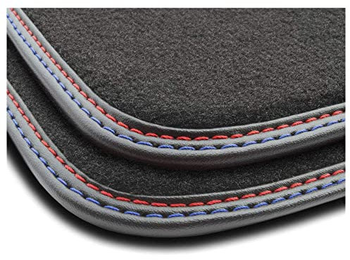 MOTOS Premium Velours-Fußmatten passend für BMW X3 F25 2011-2017 - Premium, Leder, Rot-Blau fußmatten Auto - Erleben Sie neuen Fahrkomfort mit einem Automatten Satz für Ihr Auto