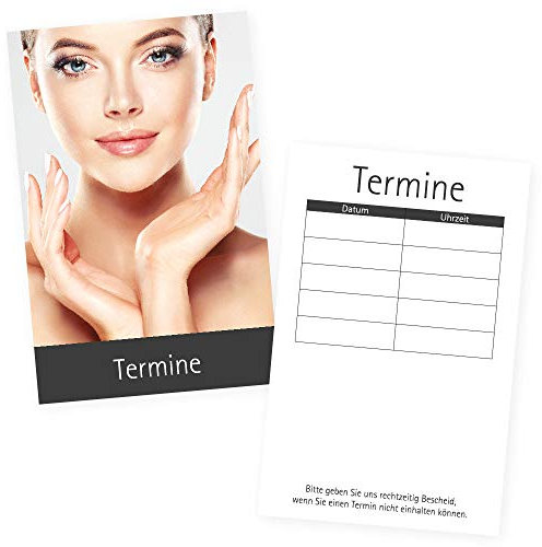 100 Beauty-Terminkarten EASY BEAUTY für Kosmetikstudio, Wimpern, Nagelstudio mit 5 Terminfeldern