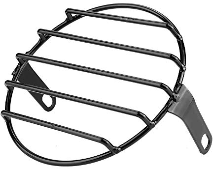 KIMISS 5,75 Zoll Eisen Retro Motorrad Scheinwerfer Grill Runde Abdeckmaske Scheinwerfergrill (Schwarz)