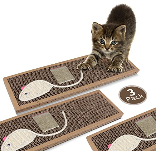 Nobleza - 3 Piezas Rascador de cartón para Gatos. Alfombrilla con Catnip. 38 * 12.5 * 1.8 cm