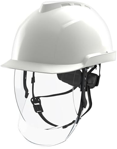 MSA V-Gard 950 Electricians Helmet White with Faceshield Ratchet ARC Flash