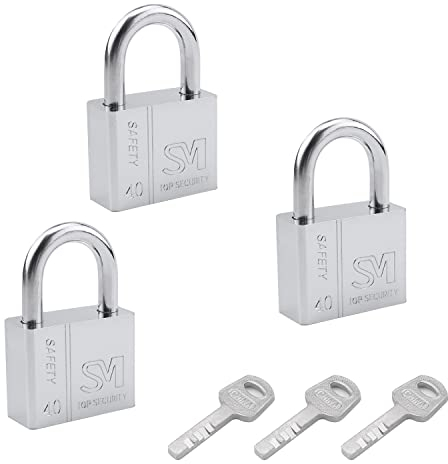 MroMax Lot de 3 cadenas à clé en fer de 4 cm de large, cadenas à faisceau court pour casiers de salle de sport ou d'école, tiroirs et classeurs