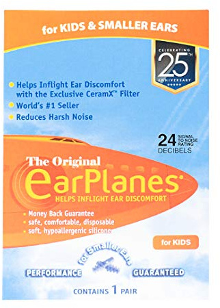 EarPlanes Original Ohrstöpsel für Kinder/kleinere Ohren, Druckfilterschutz für Flugzeugreisen (1 Paar)