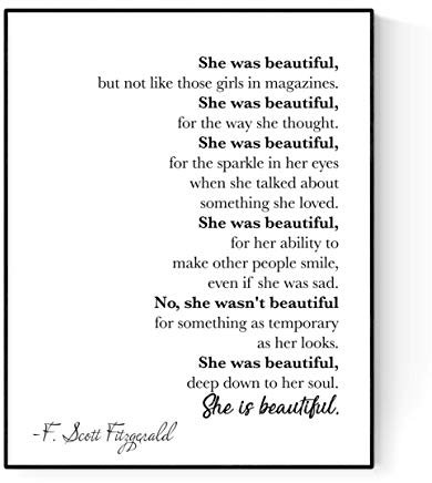 Geekilicious Art | F Scott Fitzgerald Kunstdruck (11 x 14) - Buchseiten-Typografie - Zitat - Dekoratives Wandbild - Für Frauen - Schwarz - Rechteckig