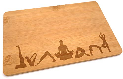 Samunshi® Holzbrett mit Gravur Yoga aus Bambus Brett Schneidebrett klein Brotzeitbrett Holz Schneidebretter Holzbrett Küche