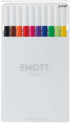 EMOTT Fineliner Pens, Fine Point (0.4mm), Assorted Ink, 10-count, Solid Colors
