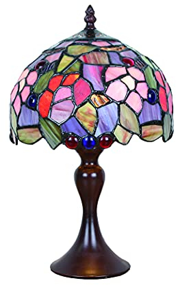 Tokira Tiffany Tischlampe Altmodische, E14 DIY Glasmalerei Deko Landhausstil Blumen Nachtlicht, Jugenstil Tischlampe for Schlafzimmer/Wohnzimmer/Kinderzimmer [Ohne Glühbirnen]