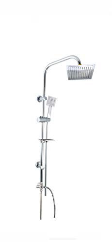 Vetrineinrete® Colonna doccia da bagno moderna saliscendi con soffione quadrato doccetta telefono e portasapone per box doccia G94