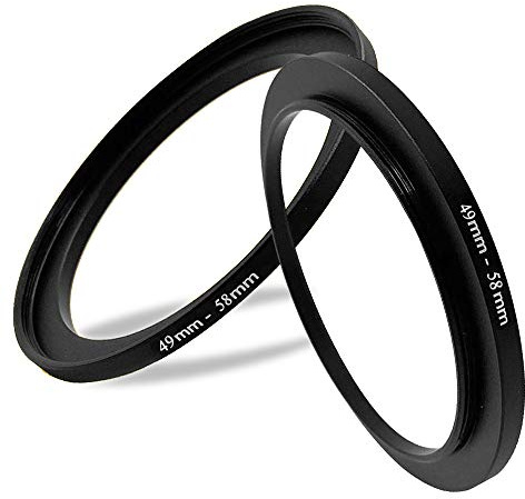 49-58mm Alulegierung Kameraobjektiv Filteradapterring-2Stück | Step-Up Ring, 49mm Objektiv auf 58mm Filter, Haube, Objektivkonverter und anderes Zubehör, Aluminiumlegierung,49mm-58mm