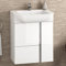 Coycama Mueble de Baño Suspendido a Pared Fondo Reducido Versa | Mueble Aseo Pequeño Volado 1 cajón 2 Puertas con Lavabo Cerámico (Blanco Brillo, 55 cm)