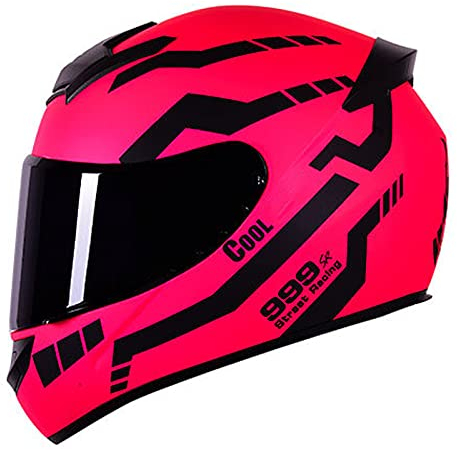 Jet Motorrad-Helm Modular-Helm Integralhelm Motorradhelm Rollerhelm Erwachsener Herren & Damen Sturzhelm Full-Face Motorcycle Helmet Flip-Up Mopedhelm Klapphelm,Rosa,XL