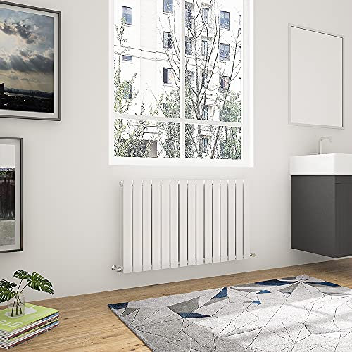Acezanble 600x1020mm Horizontal Flat Panel Radiator White Double Modern Central Heating Radiators for Bathroom Kitchen Living Room