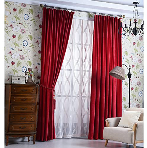 Siunwdiy 2 Stück Verdunklungsvorhang Samtvorhänge Blickdicht Vorhang mit kräuselband Thermogardine Verdunkelungsgardinen für Schlafzimmer Wohnzimmer,Rot,200X230cm