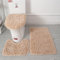 Lifup Badteppich Set 3 Teiliges, rutschfeste Shaggy Badematte, Flauschig Contour Badteppich, Langflor Toilettensitzbezug Khaki 1
