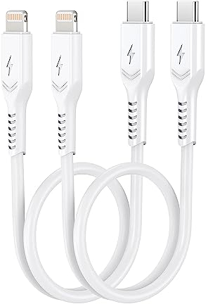PEAKLIFT USB C to Lightning Cable Short, [30cm 2Pack] PD Fast Charging Data Cable 0.3m Type C to Lightning Charger Lead Compatible with iPhone 14 13 12 11 Pro Max XR XS X 8 Plus (Charger Not Included)