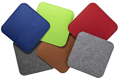 sunnypillow 4er Set Stuhlkissen aus Filz quadratisch 35x35 cm - gemütliche Filzkissen für Bank und Stuhl - Indoor/Outdoor - Sitzkissen Sitzauflage - Hellgrau