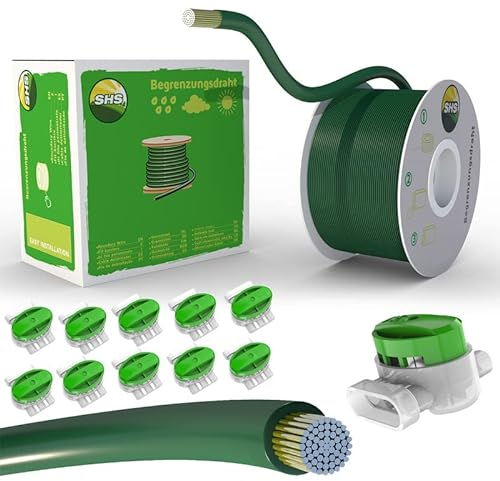 800m Begrenzungskabel + 10 GRÜNE Kabelverbinder für Mähroboter Rasenmäher Rasenroboter Zubehör SET Begrenzungsdraht für Suchkabel - kompatibel mit GARDENA/BOSCH/HUSQVARNA/WORX/HONDA/ROBOMOW/iMow