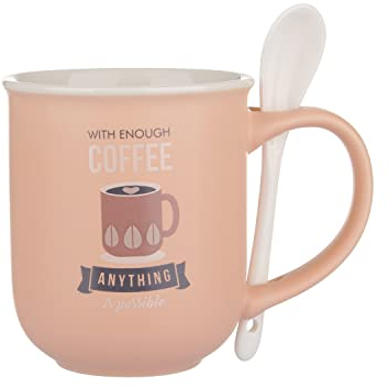 KASANOVA Mug caffè Rosa 400 ml con cucchiaino Rosa Tavola,tè e caffè