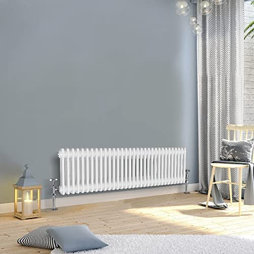 WarmeHaus Heizkörper, 300 x 1460 mm, horizontal, 2 Säulen, weiß, Gusseisen-Stil, Heizkörper, Zentralheizung