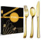 PYAILI Plastic Cutlery Sets - 120 Piece Gold Heavyweight Cutlery Set，Reusable Plastic Flatware Includes 40 Forks, 40 Spoons, 40 Knives，Perfect Gold Plastic Cutlery