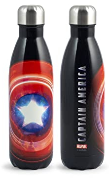 H&H Capitan America Bottiglia Termica Bimbo, Borraccia in Acciaio Inox, Decorata, Lt 0,5, Ermetica, BPA Free