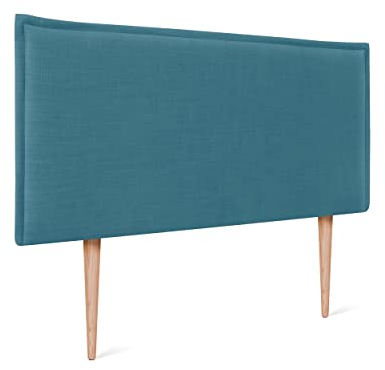 DHOME Plain Natural Leinen Kopfteil mit Einfassung gepolstertes Kopfteil Bett Modernes Schlafzimmer TOP Trending (Türkis, 90x105cm Mit Füßen (Betten 70/80/90))