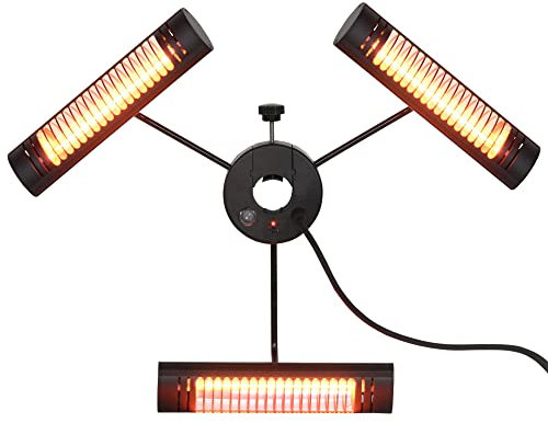 Outsunny Calefactor Eléctrico de Exterior con 1000W/2000W/3000W Estufa de Infrarrojos con Control Remoto Protección IPX5 Aleación de Aluminio para Sombrilla Gazebo Jardín Ø87x22 cm Negro