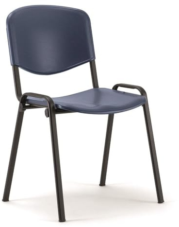 OPO ISO Stacking Chair Robust Frame Curved Backrest | Stackable up to 12 High Padded Seat Great Conference/Meeting Chair Blue Polypropylene Blue Polypropylene Black